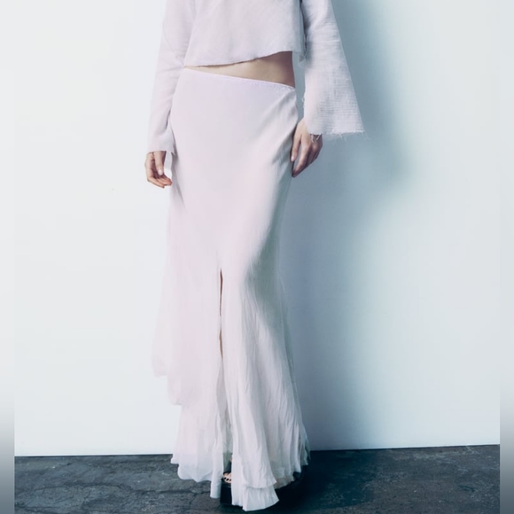 Zara High Waisted Long A-Line Skirt - Picture 3 of 13